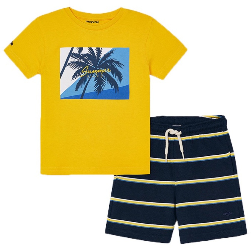 Size 6 Toddler Boys Mayoral Bright Yellow and Navy Blue Set